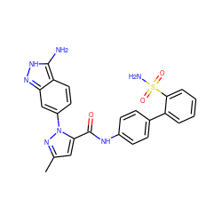 Cc1cc(C(=O)Nc2ccc(-c3ccccc3S(N)(=O)=O)cc2)n(-c2ccc3c(N)[nH]nc3c2)n1 ZINC000013527773