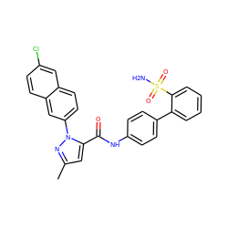 Cc1cc(C(=O)Nc2ccc(-c3ccccc3S(N)(=O)=O)cc2)n(-c2ccc3cc(Cl)ccc3c2)n1 ZINC000013442883