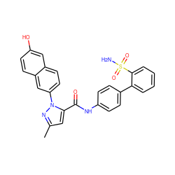 Cc1cc(C(=O)Nc2ccc(-c3ccccc3S(N)(=O)=O)cc2)n(-c2ccc3cc(O)ccc3c2)n1 ZINC000013442889