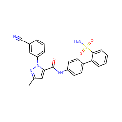 Cc1cc(C(=O)Nc2ccc(-c3ccccc3S(N)(=O)=O)cc2)n(-c2cccc(C#N)c2)n1 ZINC000013527755