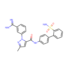 Cc1cc(C(=O)Nc2ccc(-c3ccccc3S(N)(=O)=O)cc2)n(-c2cccc(C(=N)N)c2)n1 ZINC000002006270