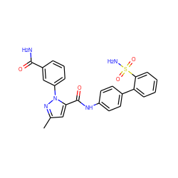 Cc1cc(C(=O)Nc2ccc(-c3ccccc3S(N)(=O)=O)cc2)n(-c2cccc(C(N)=O)c2)n1 ZINC000013527745