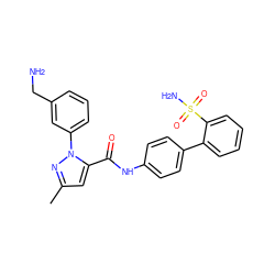 Cc1cc(C(=O)Nc2ccc(-c3ccccc3S(N)(=O)=O)cc2)n(-c2cccc(CN)c2)n1 ZINC000013527720