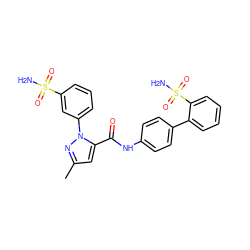 Cc1cc(C(=O)Nc2ccc(-c3ccccc3S(N)(=O)=O)cc2)n(-c2cccc(S(N)(=O)=O)c2)n1 ZINC000013527766