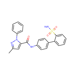 Cc1cc(C(=O)Nc2ccc(-c3ccccc3S(N)(=O)=O)cc2)n(-c2ccccc2)n1 ZINC000013527751