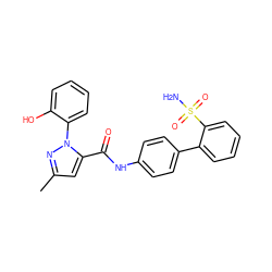 Cc1cc(C(=O)Nc2ccc(-c3ccccc3S(N)(=O)=O)cc2)n(-c2ccccc2O)n1 ZINC000013529930