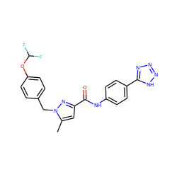 Cc1cc(C(=O)Nc2ccc(-c3nnn[nH]3)cc2)nn1Cc1ccc(OC(F)F)cc1 ZINC000299856499