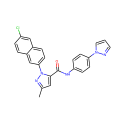 Cc1cc(C(=O)Nc2ccc(-n3cccn3)cc2)n(-c2ccc3cc(Cl)ccc3c2)n1 ZINC000028231932