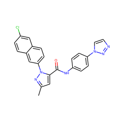 Cc1cc(C(=O)Nc2ccc(-n3ccnn3)cc2)n(-c2ccc3cc(Cl)ccc3c2)n1 ZINC000028231760