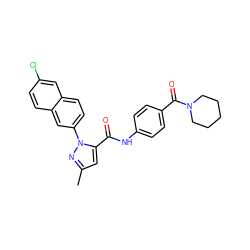 Cc1cc(C(=O)Nc2ccc(C(=O)N3CCCCC3)cc2)n(-c2ccc3cc(Cl)ccc3c2)n1 ZINC000028229265