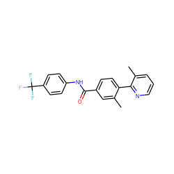 Cc1cc(C(=O)Nc2ccc(C(F)(F)F)cc2)ccc1-c1ncccc1C ZINC000038149574