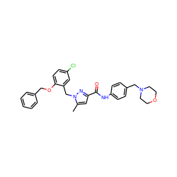 Cc1cc(C(=O)Nc2ccc(CN3CCOCC3)cc2)nn1Cc1cc(Cl)ccc1OCc1ccccc1 ZINC000040420985