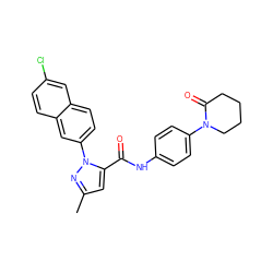 Cc1cc(C(=O)Nc2ccc(N3CCCCC3=O)cc2)n(-c2ccc3cc(Cl)ccc3c2)n1 ZINC000028233542