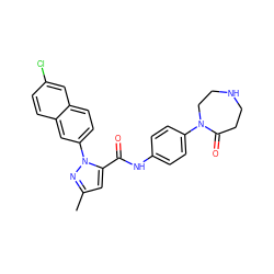 Cc1cc(C(=O)Nc2ccc(N3CCNCCC3=O)cc2)n(-c2ccc3cc(Cl)ccc3c2)n1 ZINC000028232407