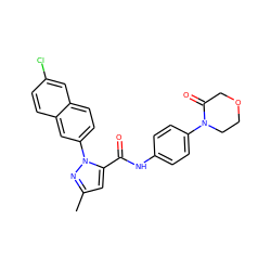 Cc1cc(C(=O)Nc2ccc(N3CCOCC3=O)cc2)n(-c2ccc3cc(Cl)ccc3c2)n1 ZINC000028233551