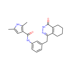 Cc1cc(C(=O)Nc2cccc(Cc3n[nH]c(=O)c4c3CCCC4)c2)c(C)[nH]1 ZINC000169190701