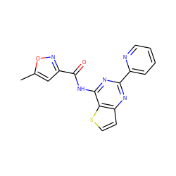 Cc1cc(C(=O)Nc2nc(-c3ccccn3)nc3ccsc23)no1 ZINC000045201520