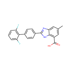 Cc1cc(C(=O)O)c2[nH]c(-c3ccc(-c4c(F)cccc4F)cc3)nc2c1 ZINC000113981848