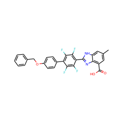 Cc1cc(C(=O)O)c2nc(-c3c(F)c(F)c(-c4ccc(OCc5ccccc5)cc4)c(F)c3F)[nH]c2c1 ZINC000144714997