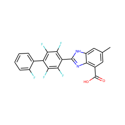 Cc1cc(C(=O)O)c2nc(-c3c(F)c(F)c(-c4ccccc4F)c(F)c3F)[nH]c2c1 ZINC000068247340