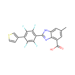 Cc1cc(C(=O)O)c2nc(-c3c(F)c(F)c(-c4ccsc4)c(F)c3F)[nH]c2c1 ZINC000144715632