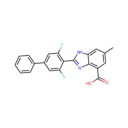 Cc1cc(C(=O)O)c2nc(-c3c(F)cc(-c4ccccc4)cc3F)[nH]c2c1 ZINC000113983855