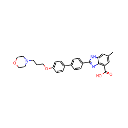 Cc1cc(C(=O)O)c2nc(-c3ccc(-c4ccc(OCCCN5CCOCC5)cc4)cc3)[nH]c2c1 ZINC000144704914