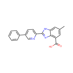 Cc1cc(C(=O)O)c2nc(-c3ccc(-c4ccccc4)cn3)[nH]c2c1 ZINC000113982088