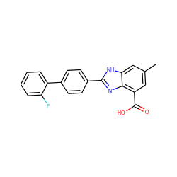 Cc1cc(C(=O)O)c2nc(-c3ccc(-c4ccccc4F)cc3)[nH]c2c1 ZINC000068247339