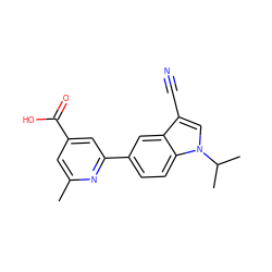 Cc1cc(C(=O)O)cc(-c2ccc3c(c2)c(C#N)cn3C(C)C)n1 ZINC000116759548