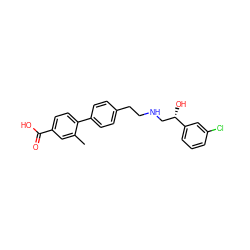 Cc1cc(C(=O)O)ccc1-c1ccc(CCNC[C@H](O)c2cccc(Cl)c2)cc1 ZINC000003933370