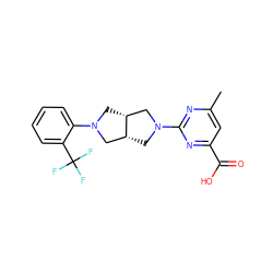 Cc1cc(C(=O)O)nc(N2C[C@@H]3CN(c4ccccc4C(F)(F)F)C[C@@H]3C2)n1 ZINC000220693141