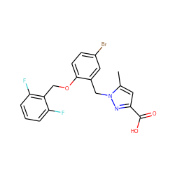 Cc1cc(C(=O)O)nn1Cc1cc(Br)ccc1OCc1c(F)cccc1F ZINC000040568614