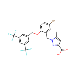 Cc1cc(C(=O)O)nn1Cc1cc(Br)ccc1OCc1cc(C(F)(F)F)cc(C(F)(F)F)c1 ZINC000044032116