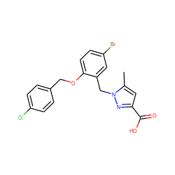 Cc1cc(C(=O)O)nn1Cc1cc(Br)ccc1OCc1ccc(Cl)cc1 ZINC000038335063