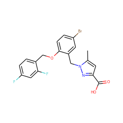 Cc1cc(C(=O)O)nn1Cc1cc(Br)ccc1OCc1ccc(F)cc1F ZINC000038347330