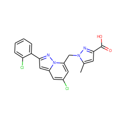 Cc1cc(C(=O)O)nn1Cc1cc(Cl)cc2cc(-c3ccccc3Cl)nn12 ZINC001772601041