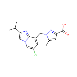 Cc1cc(C(=O)O)nn1Cc1cc(Cl)cn2cc(C(C)C)nc12 ZINC000073195826