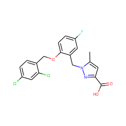 Cc1cc(C(=O)O)nn1Cc1cc(F)ccc1OCc1ccc(Cl)cc1Cl ZINC000040766977