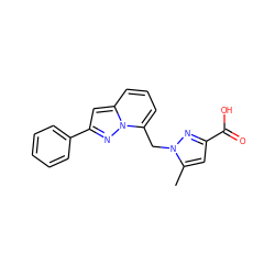 Cc1cc(C(=O)O)nn1Cc1cccc2cc(-c3ccccc3)nn12 ZINC000206923586