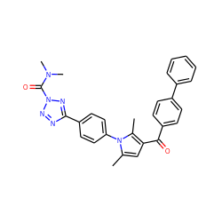 Cc1cc(C(=O)c2ccc(-c3ccccc3)cc2)c(C)n1-c1ccc(-c2nnn(C(=O)N(C)C)n2)cc1 ZINC000096258078