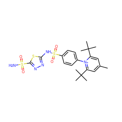 Cc1cc(C(C)(C)C)[n+](-c2ccc(S(=O)(=O)Nc3nnc(S(N)(=O)=O)s3)cc2)c(C(C)(C)C)c1 ZINC000013560663