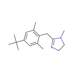 Cc1cc(C(C)(C)C)cc(C)c1CC1=NCCN1C ZINC000013779805