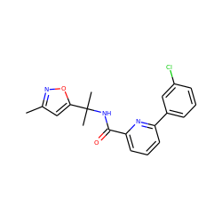 Cc1cc(C(C)(C)NC(=O)c2cccc(-c3cccc(Cl)c3)n2)on1 ZINC000207728094