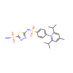 Cc1cc(C(C)C)[n+](-c2ccc(S(=O)(=O)Nc3nnc(S(N)(=O)=O)s3)cc2)c(C(C)C)c1 ZINC000013560662