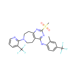 Cc1cc(C(F)(F)F)ccc1Nc1nc(S(C)(=O)=O)nc2c1CCN(c1ncccc1C(F)(F)F)CC2 ZINC000144942186