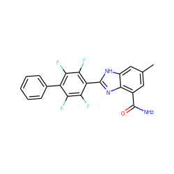 Cc1cc(C(N)=O)c2nc(-c3c(F)c(F)c(-c4ccccc4)c(F)c3F)[nH]c2c1 ZINC000144709645