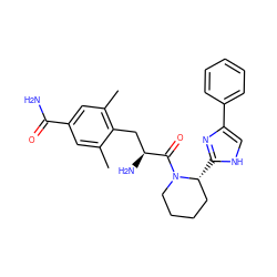 Cc1cc(C(N)=O)cc(C)c1C[C@H](N)C(=O)N1CCCC[C@H]1c1nc(-c2ccccc2)c[nH]1 ZINC000036216196