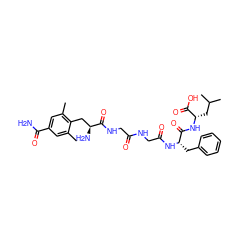 Cc1cc(C(N)=O)cc(C)c1C[C@H](N)C(=O)NCC(=O)NCC(=O)N[C@@H](Cc1ccccc1)C(=O)N[C@@H](CC(C)C)C(=O)O ZINC000028893384