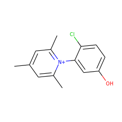 Cc1cc(C)[n+](-c2cc(O)ccc2Cl)c(C)c1 ZINC000095589518